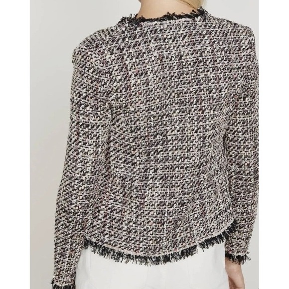 IRO Paris Shavadispe Metallic Tweed Frayed Boucle Open Front Jacket Size 44 - Picture 7 of 7
